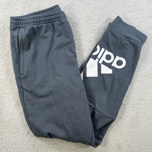 Adidas Joggers Mens XL Blue Drawstring Pocket Gym Active Sweatpants Tapered - Picture 1 of 9